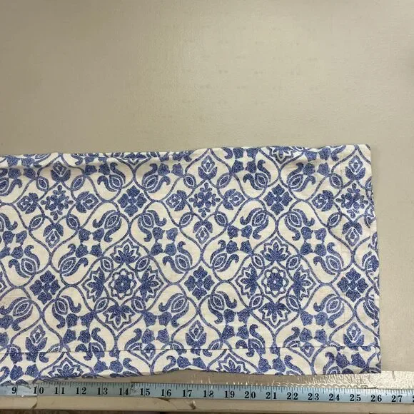 Soft Surroundings 100% Linen Pants Womens Medium Wide Leg Crop Blue Floral 31x26 - Picture 10 of 13